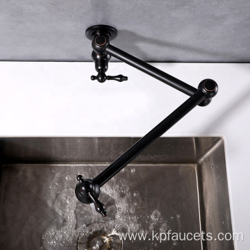 Matte Black Brass Wall Mount Kitchen Faucet